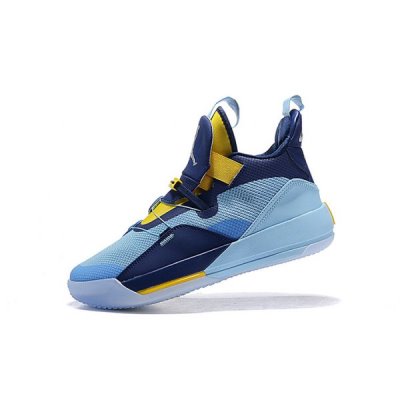 Nike Erkek Air Jordan 33 Xxxiii Nane Yeşil / Lacivert Mavi / Sarı Basketbol Ayakkabısı Türkiye - XA4